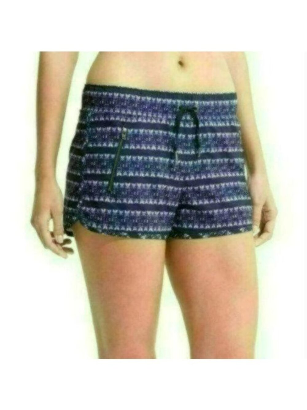 Athleta Sway Women's XS Blue & White Ikat Stripe Pull On Quick Dry Shorts